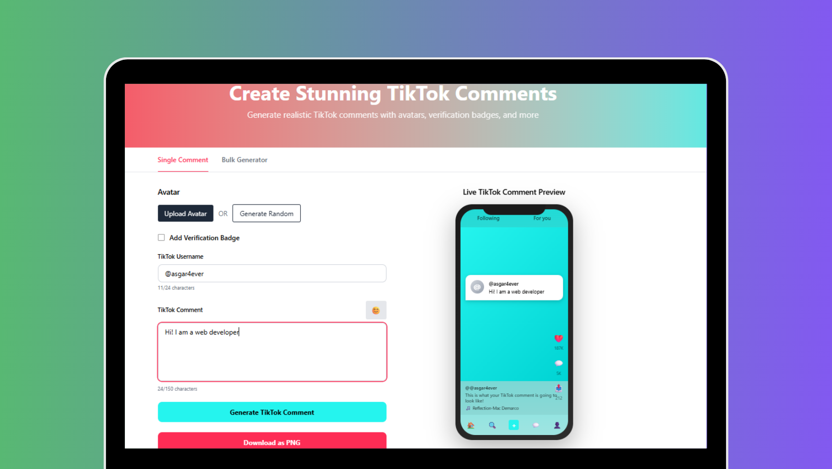 TikTok Comment Generator